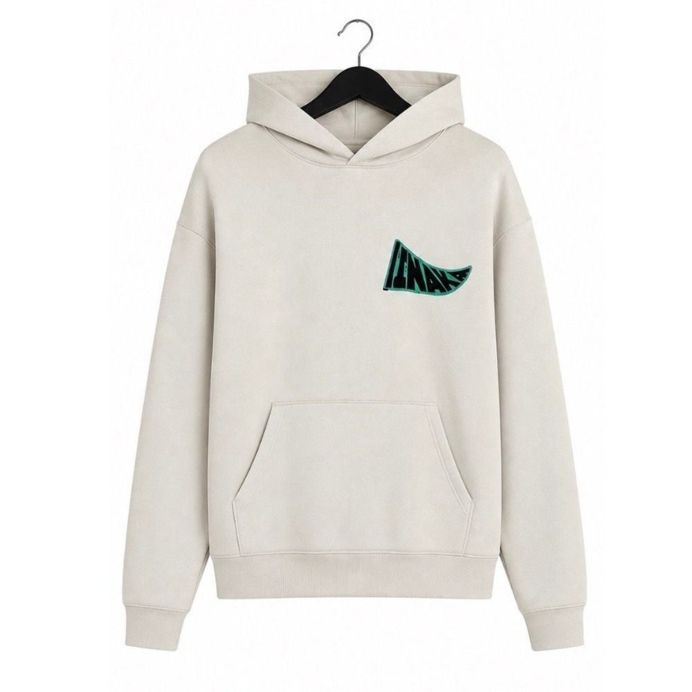 Inaka Power Hoodie Men Size Medium Cream EUC Graphic Fleece Oversized Streetwear